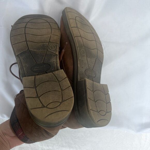 American Eagle Brown Lace Up Plaid Contrast Ankle Bootie Size 8 - Picture 8 of 10